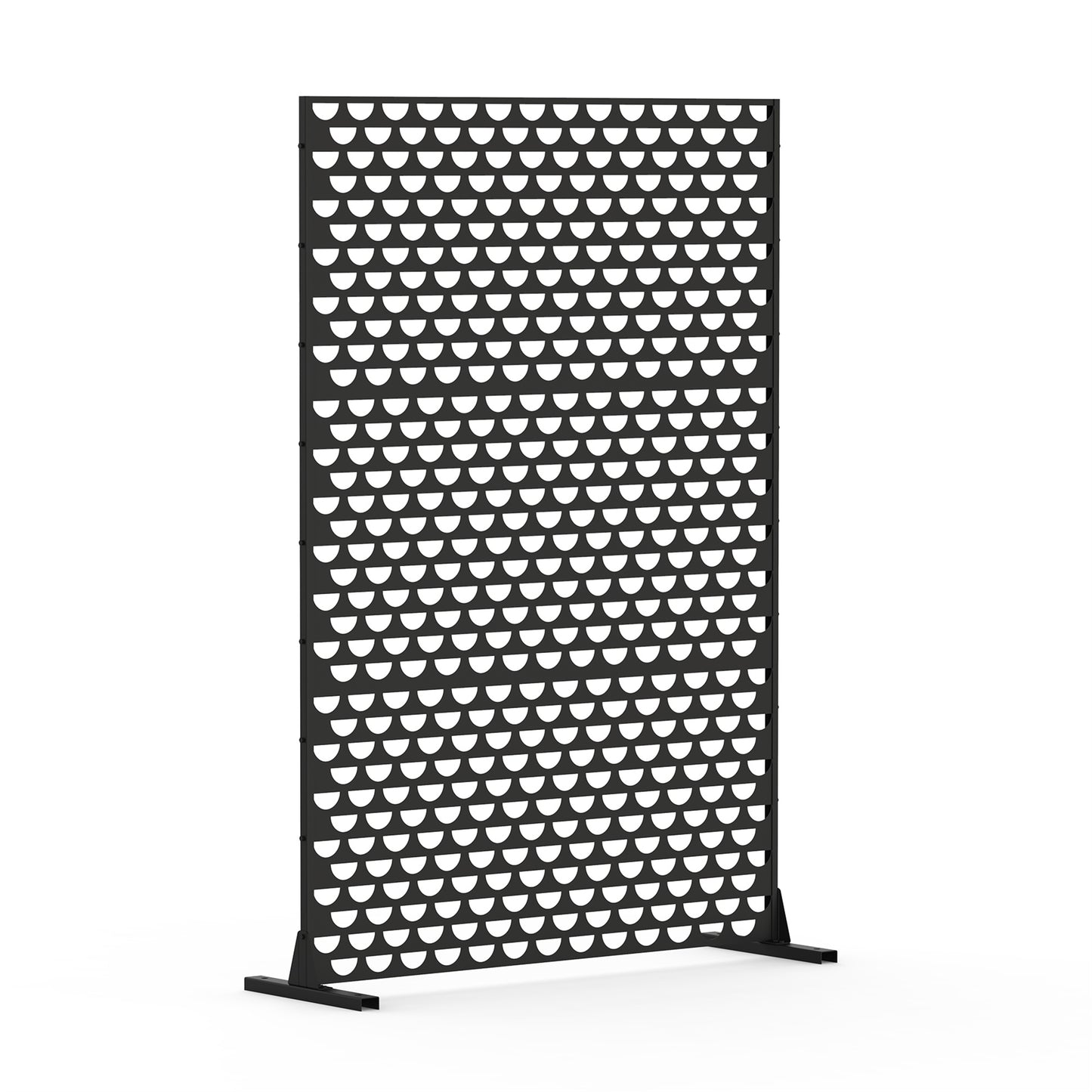 Freestanding Metal Privacy Screen - Black Semi-Circular Design