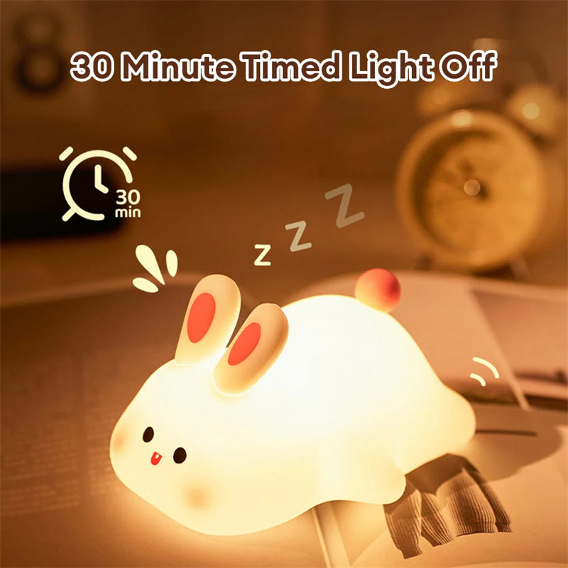 Cute LED Night Light for Kids - Touch Control Rabbit & Duck Nightlights, Rechargeable Bedside Lamp, Christmas Gift