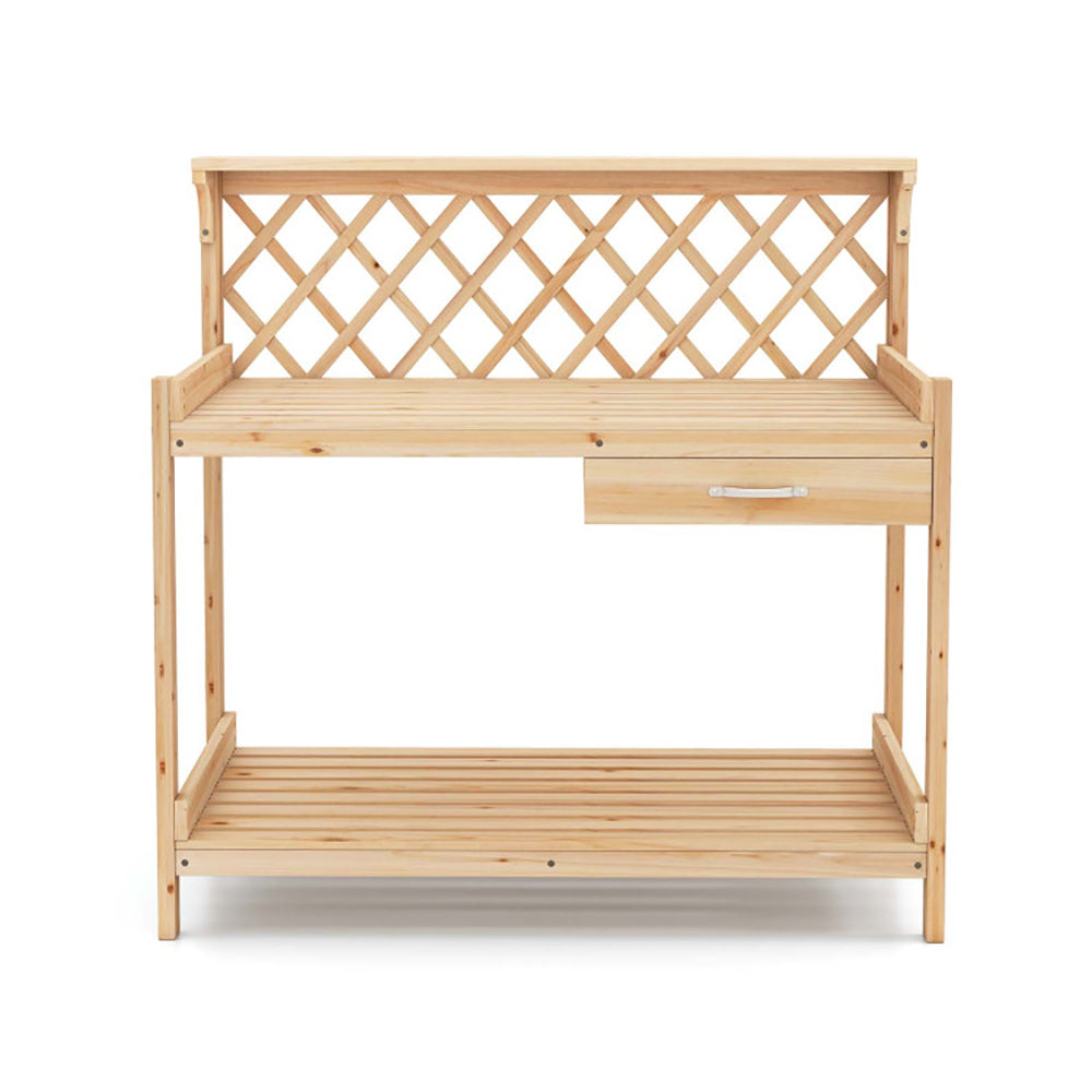 Garden Potting Bench Table Wooden Planting Workstation For Wood With
