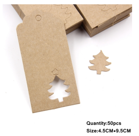 Tree-Shaped Kraft Paper Labels for Christmas Decorations - Pack of 10