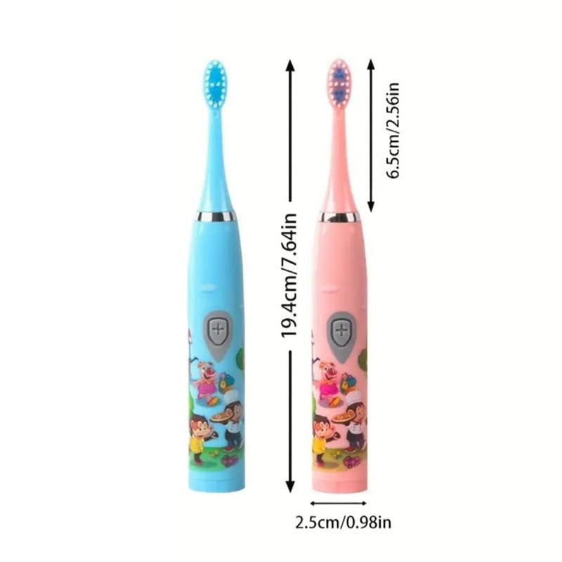 Kids Sonic Electric Toothbrush - Waterproof with 6 Replaceable Brush Heads