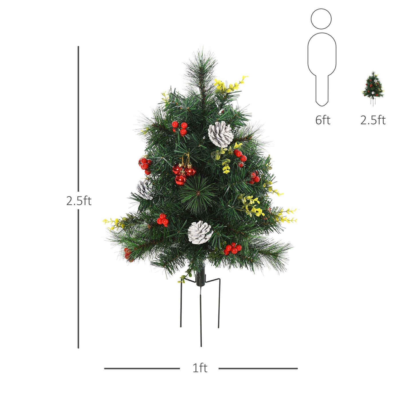 2.5ft Prelit Artificial Christmas Trees - Set of 2 with LED Lights