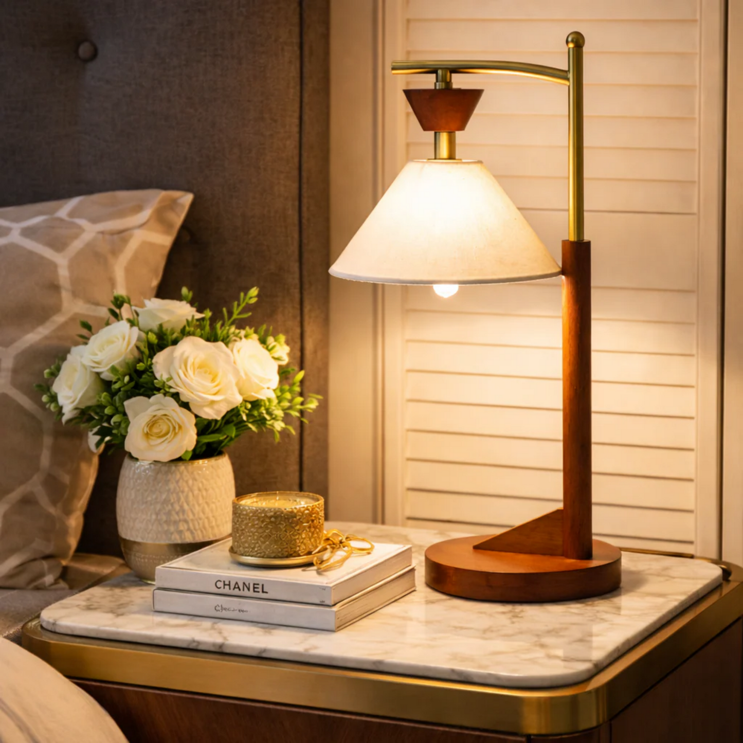 Bedside Bedroom Nightstand Desk Lamp Study Lamps Wood Creative Lights