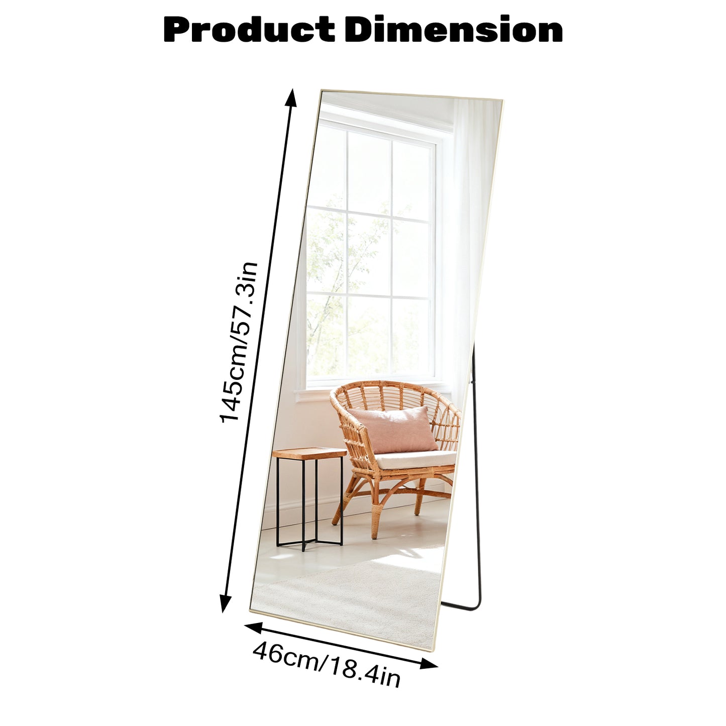 Rectangle Full Length Standing Mirror - Shatterproof Floor Mirror