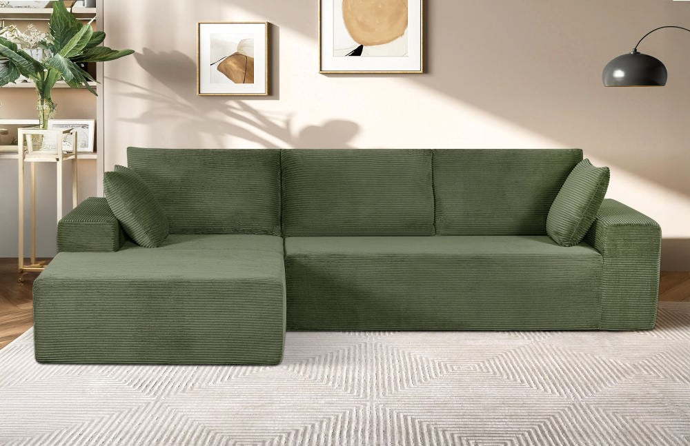 CozyForm Convertible Sectional Sofa In Soft Corduroy, Modern Comfy