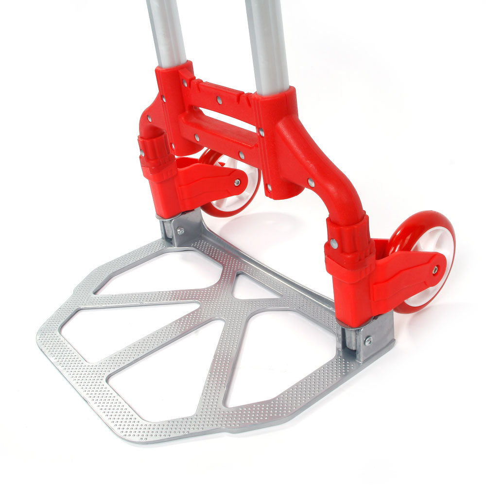 Foldable Aluminum Hand Truck with 165 lbs Capacity - Red Portable Trolley