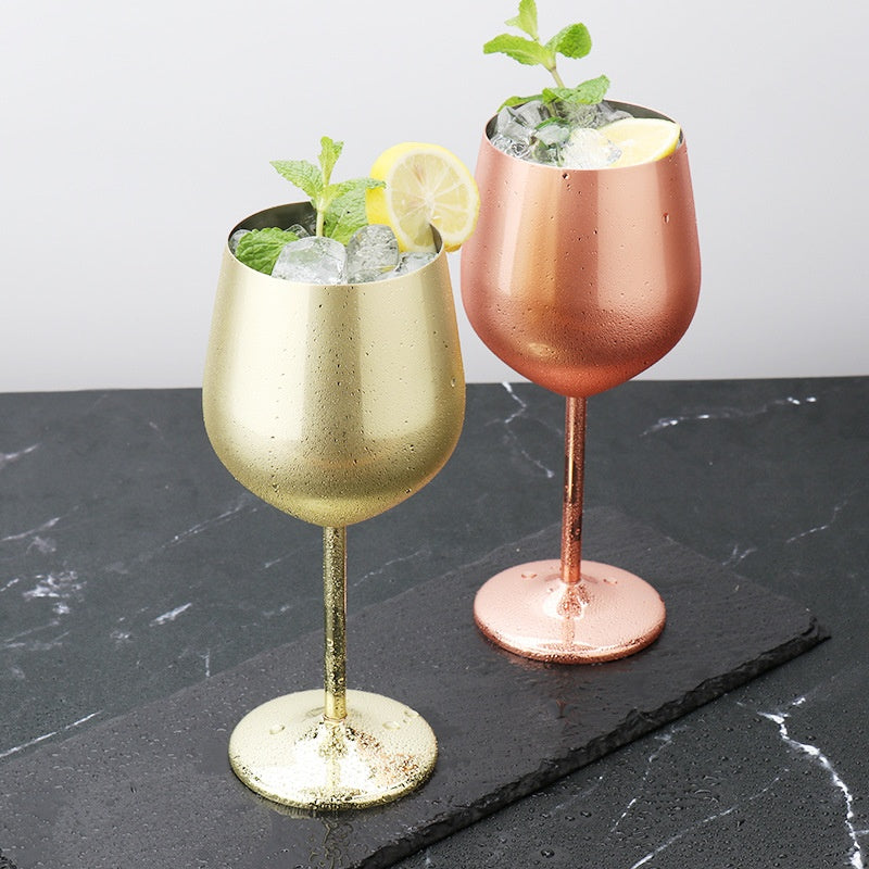 500ml High-Leg Drop-Resistant Copper Plated Wine Glass - European Style
