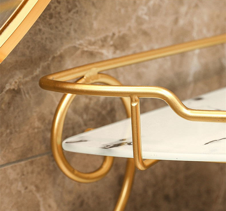 Light Luxury Triangle Bathroom Shelf Multi-Layer Storage Rack White Black Gold
