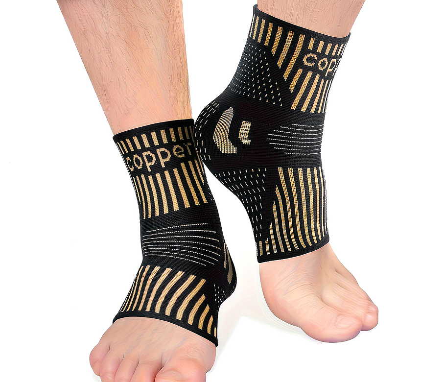 Copper Ankle Support Sleeves - Wicking, Arch Stabilization, Unisex