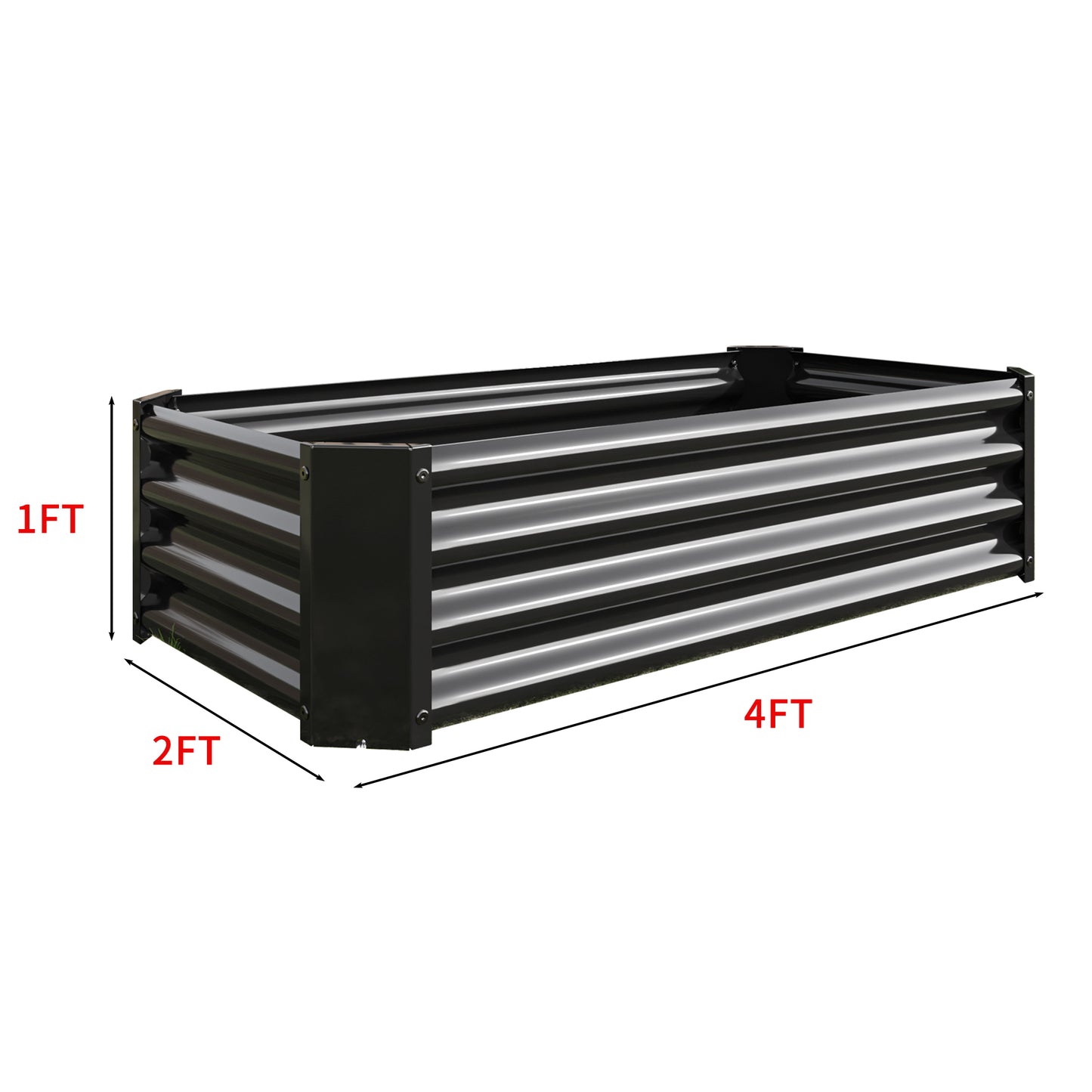 Metal Raised Garden Bed - 4'x2'x1' Rectangle Planter for Flowers, Vegetables, Herbs - Black