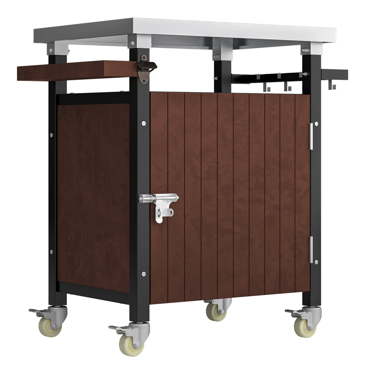 Outdoor Grill Cart with Stainless Steel Top & Wheels - 52.7"