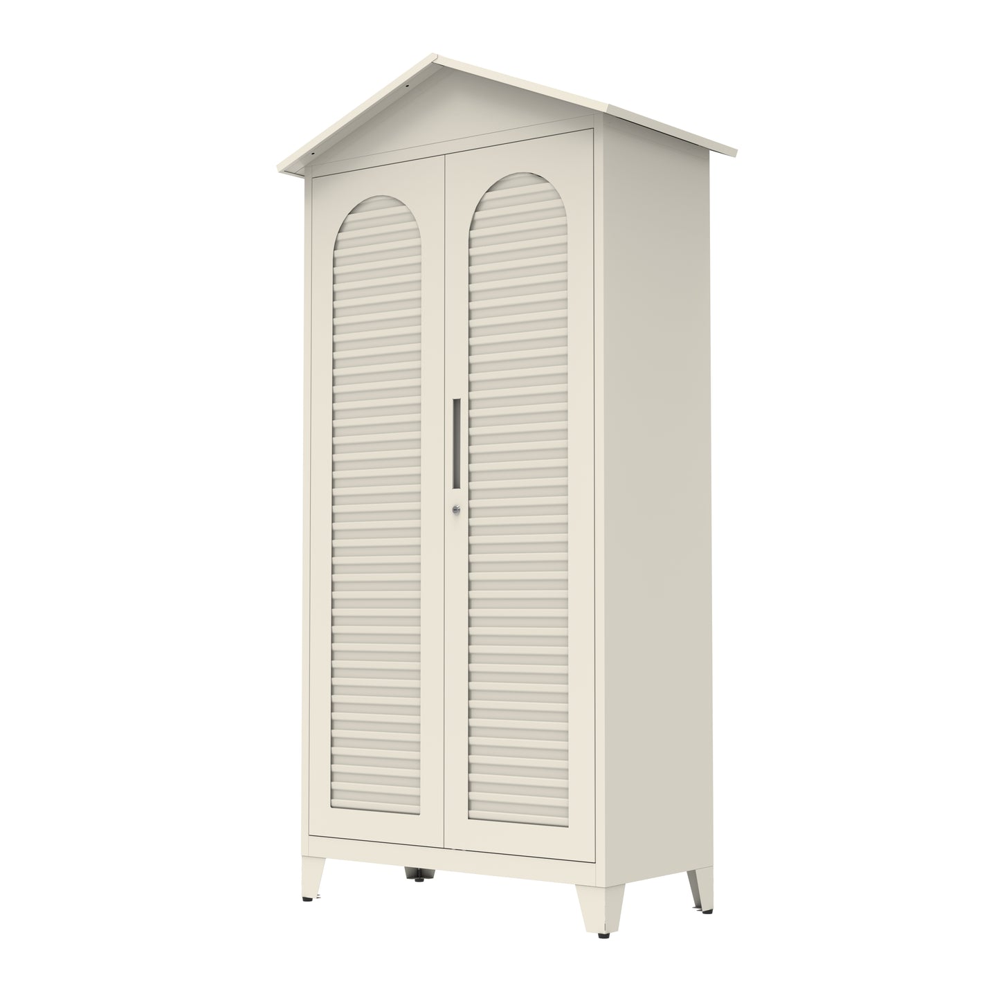 79-Inch Tall Metal Tool Storage Cabinet - Beige Steel Organizer