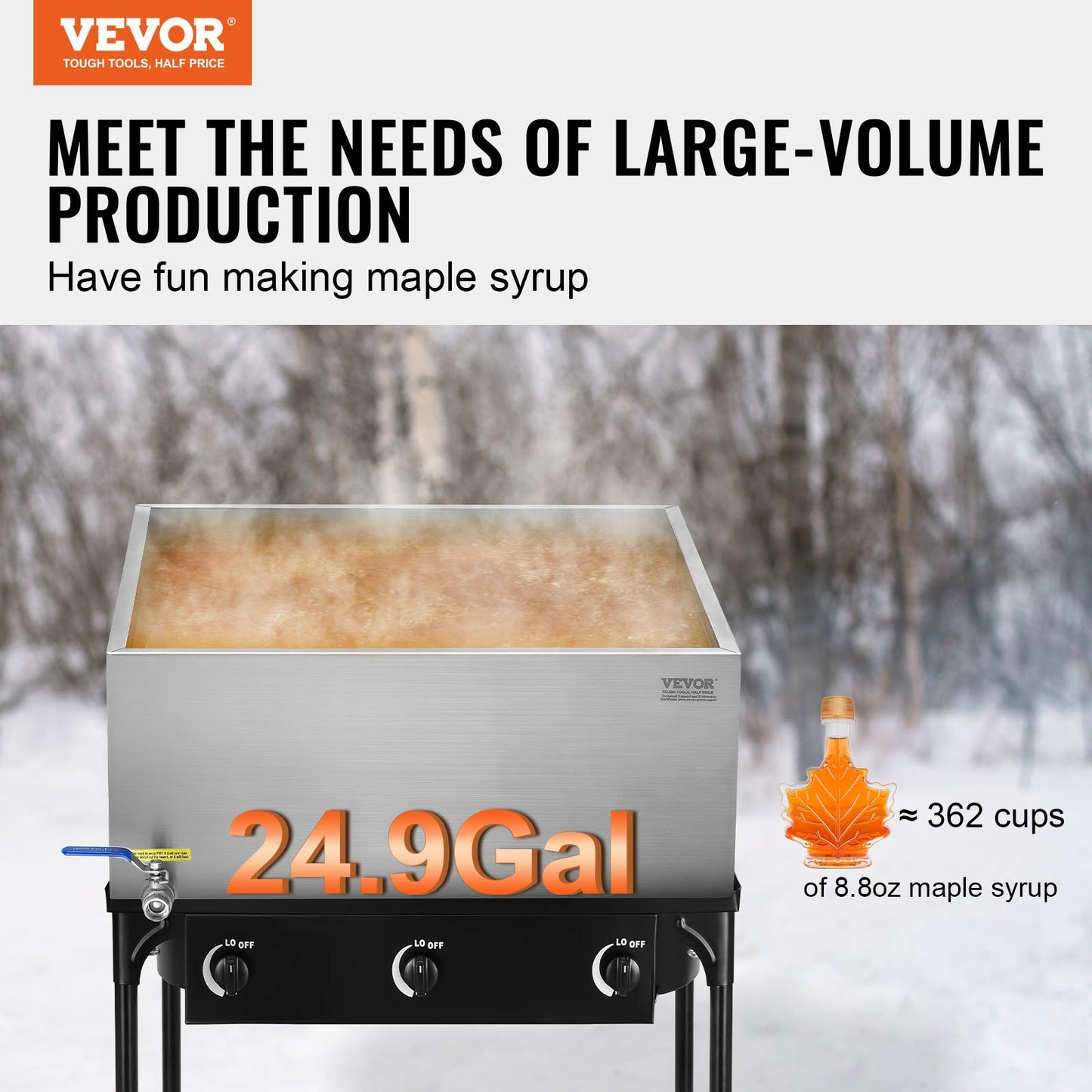 304 Stainless Steel Maple Syrup Evaporator Pan with Valve