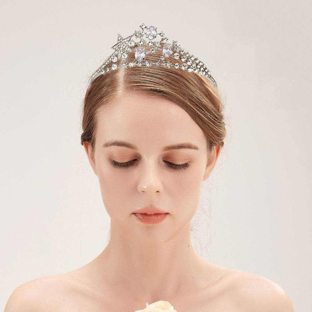 Zircon Star Bride Crown - Silver