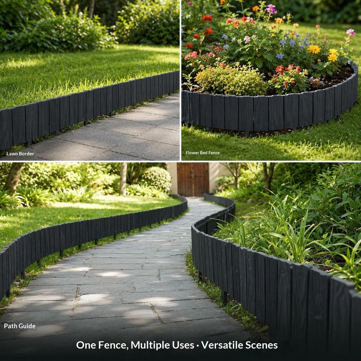 Flexible Modular Garden Fence - Interlocking Plastic Fence Panels for Yard & Garden