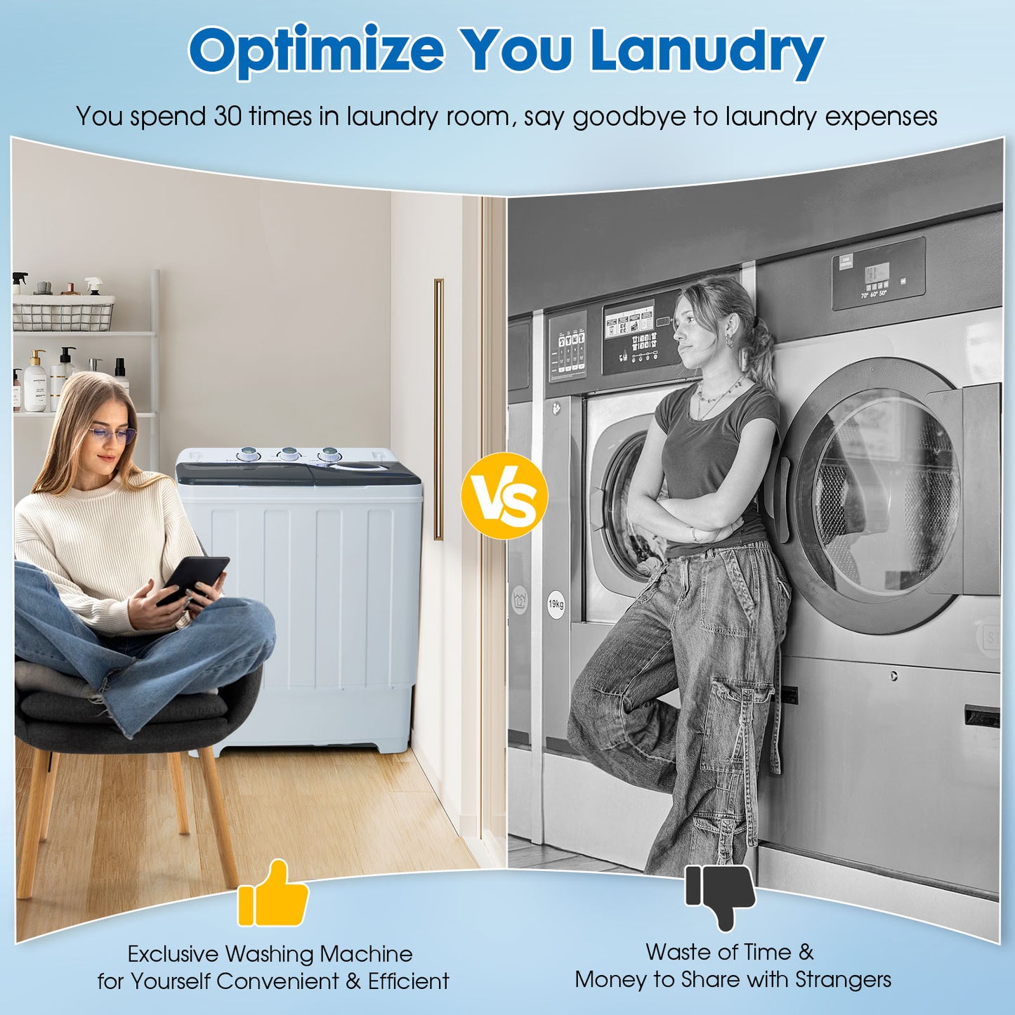Grey28lbs Portable Washing Machine With 18lbs Wash And 10lbs Spin,