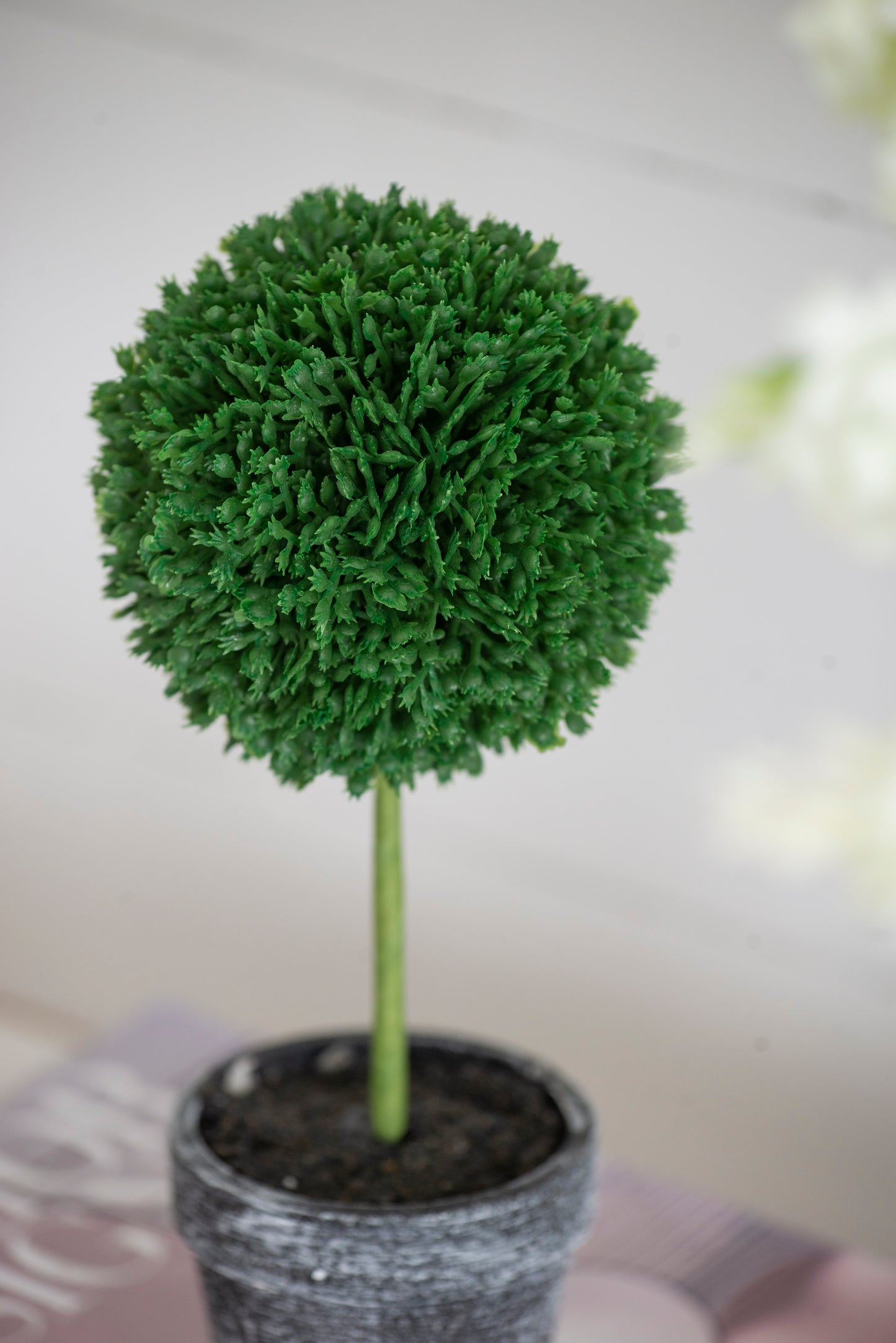 Mini Faux Potted Boxwood Topiaries - Set of 3 Green
