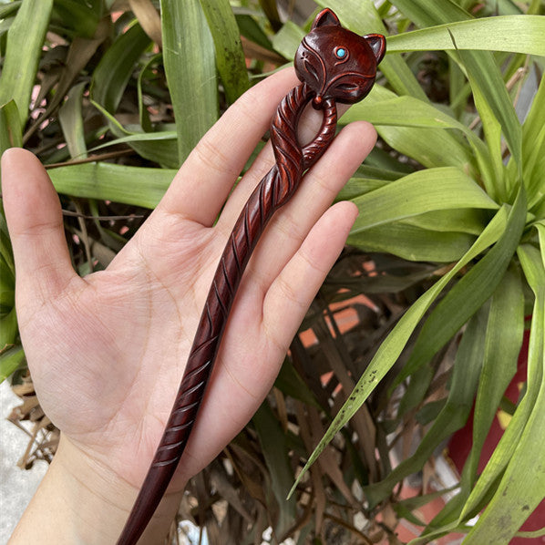 Ebony Antique Carved Hairpin