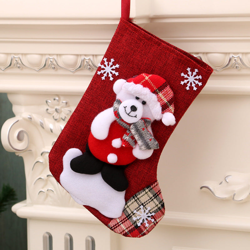 Medium Linen Christmas Gift Bag for Decorations - 23x16cm
