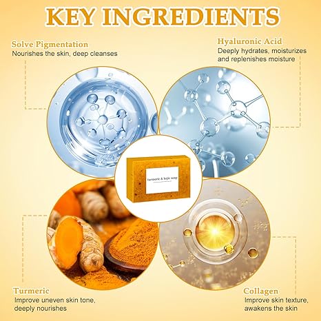 Turmeric Kojic Acid Brightening Soap Bar - 5 Pack for Even Skin Tone