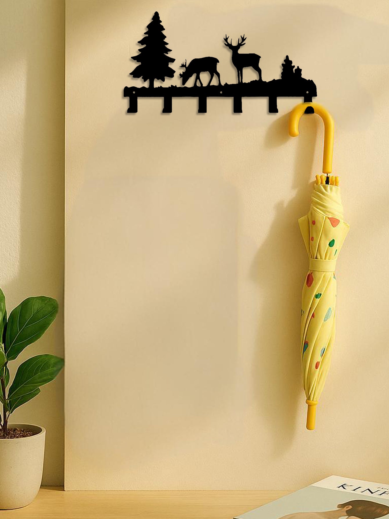 Metal Elk Key Hook Rack - Wall Organizer for Entryway Decor