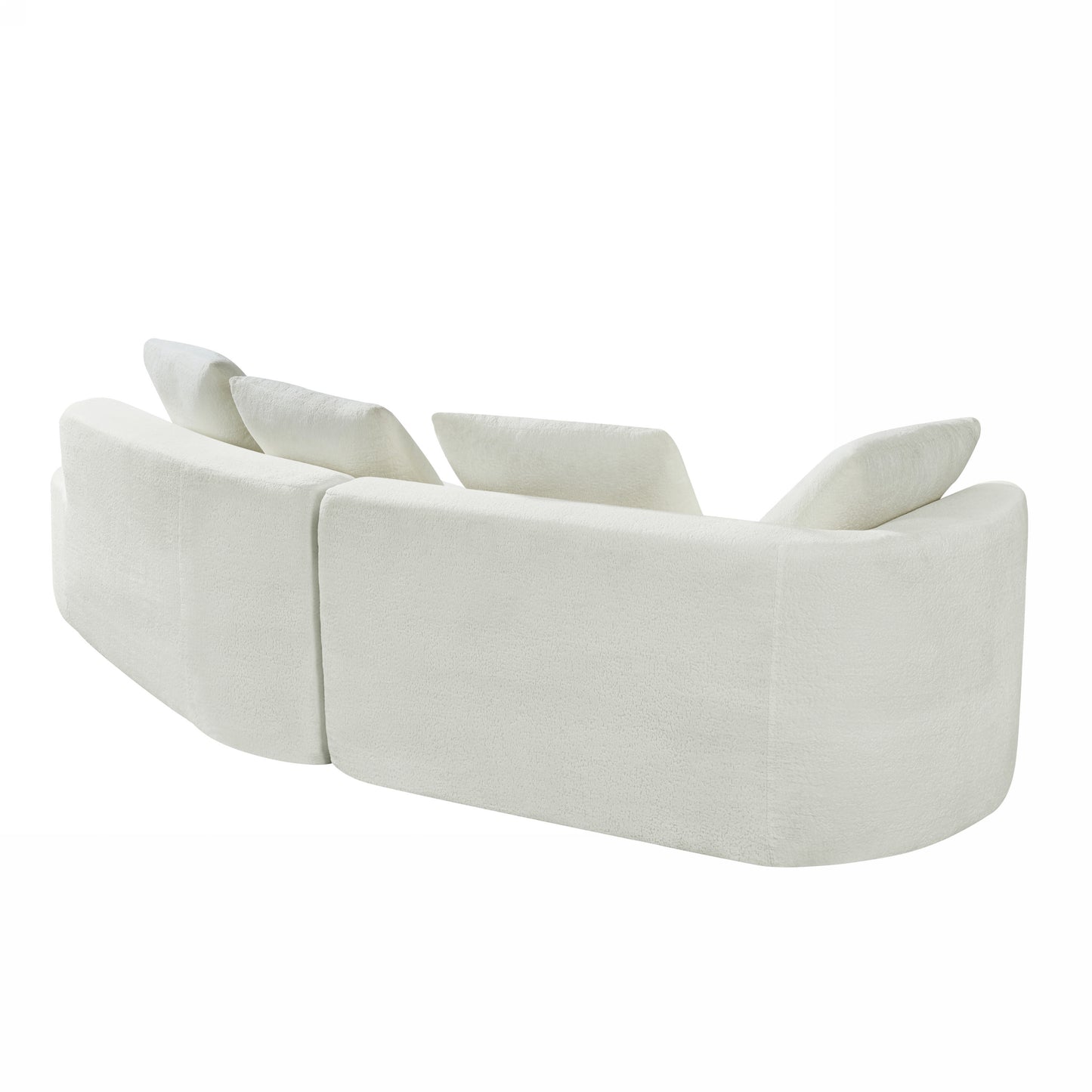 116" Modern Curved Sectional Sofa - Beige Upholstery, 2-Piece Set