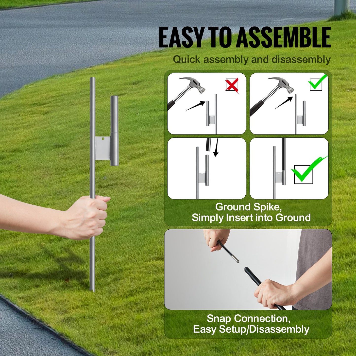 12.7 Ft Feather Flag Pole Kit with Ground Stakes - Outdoor Advertising Display