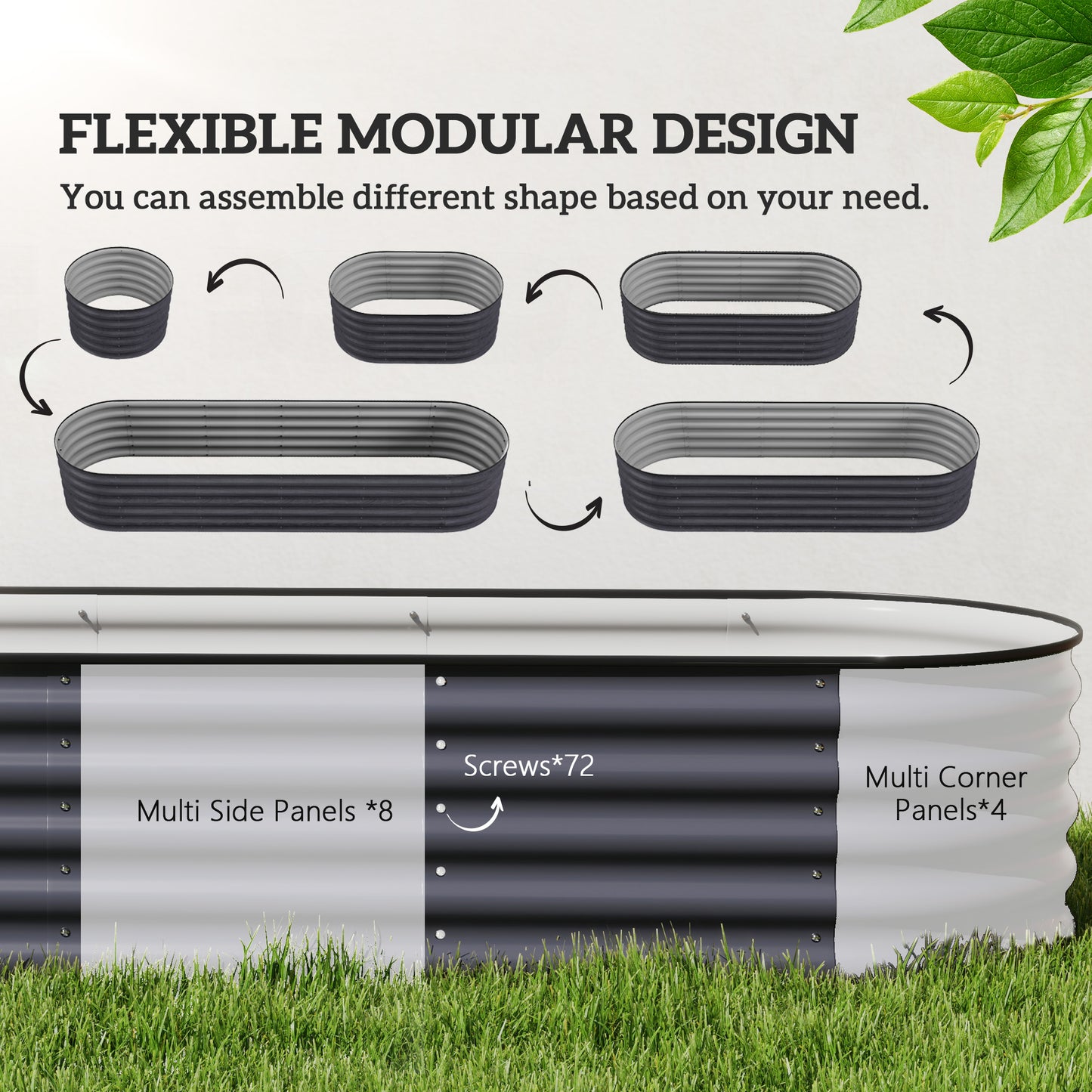 Galvanized Raised Garden Bed Kit - Dark Gray Metal Planter Box, 94.5 x 23.5 inches