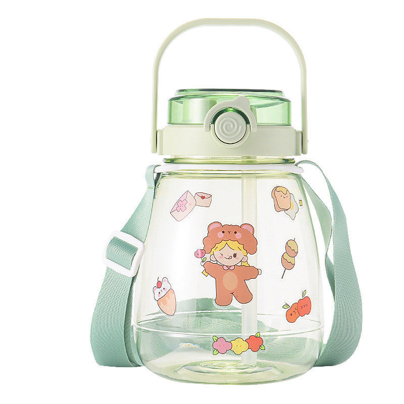 Children's Leak-Proof Plastic Water Cup with Straw - Double & Single Styles