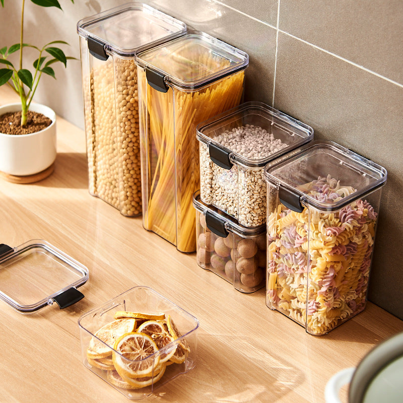 Food Grade Plastic Grain Storage Canisters with Sealed Lid - Stackable Food Containers