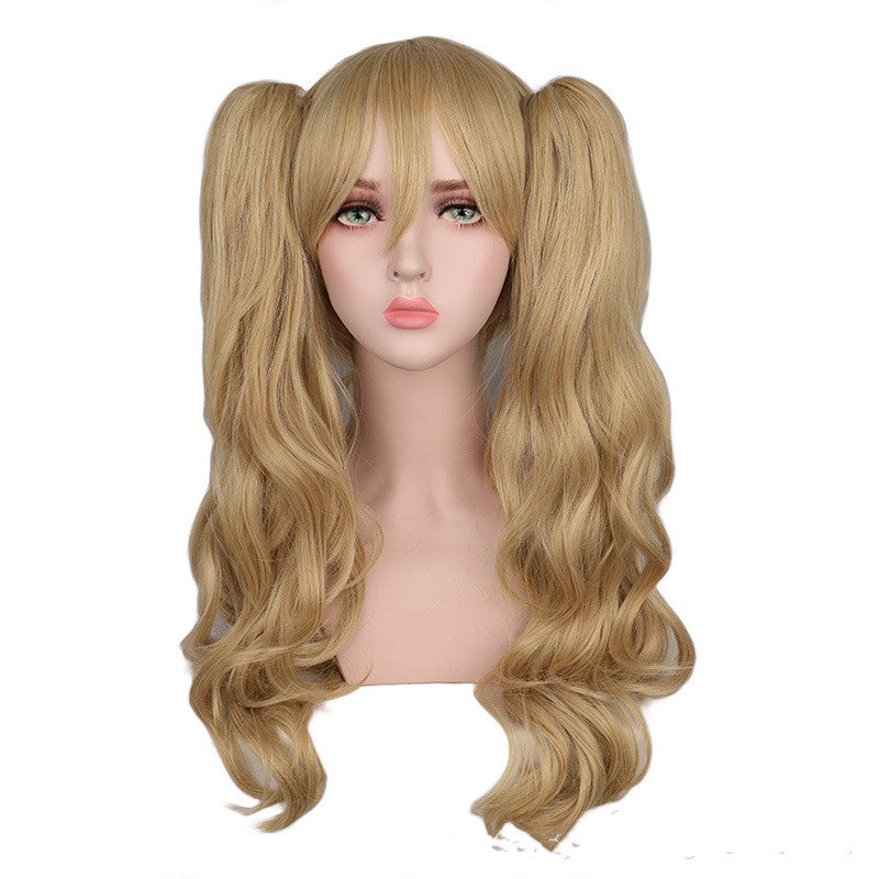 Female Tiger Clip Wig with Double Tiger Clips - Gold Anime Cosplay Hair Extension