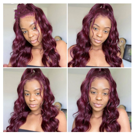European American Burgundy Mid-Length Curly Hair - Heat Resistant & Dyable