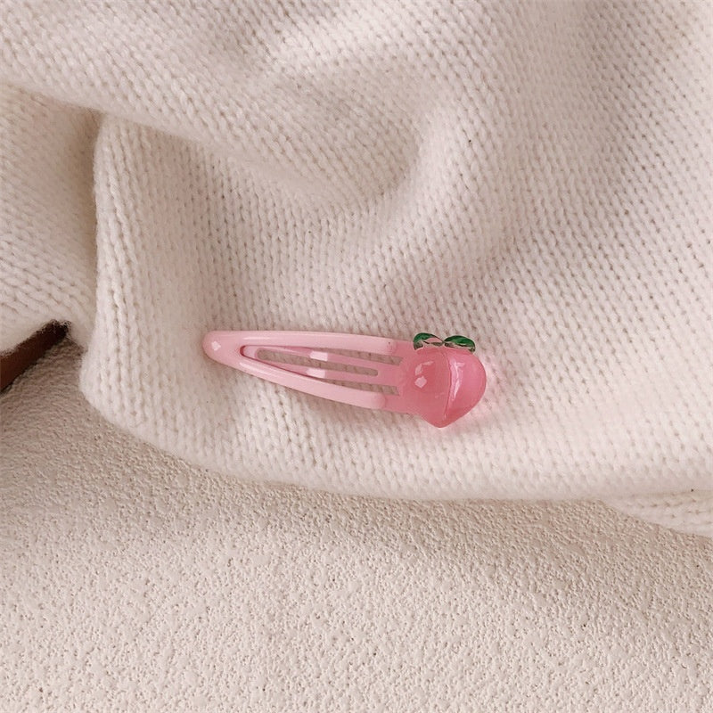 Pink Peach Hair Clips Set for Girls - Sweet Hair Accessories