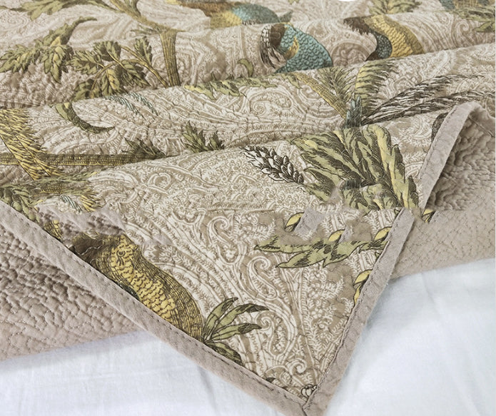 Cotton Bedspread Set 3 Pieces American Style Floral Quilted Bedding