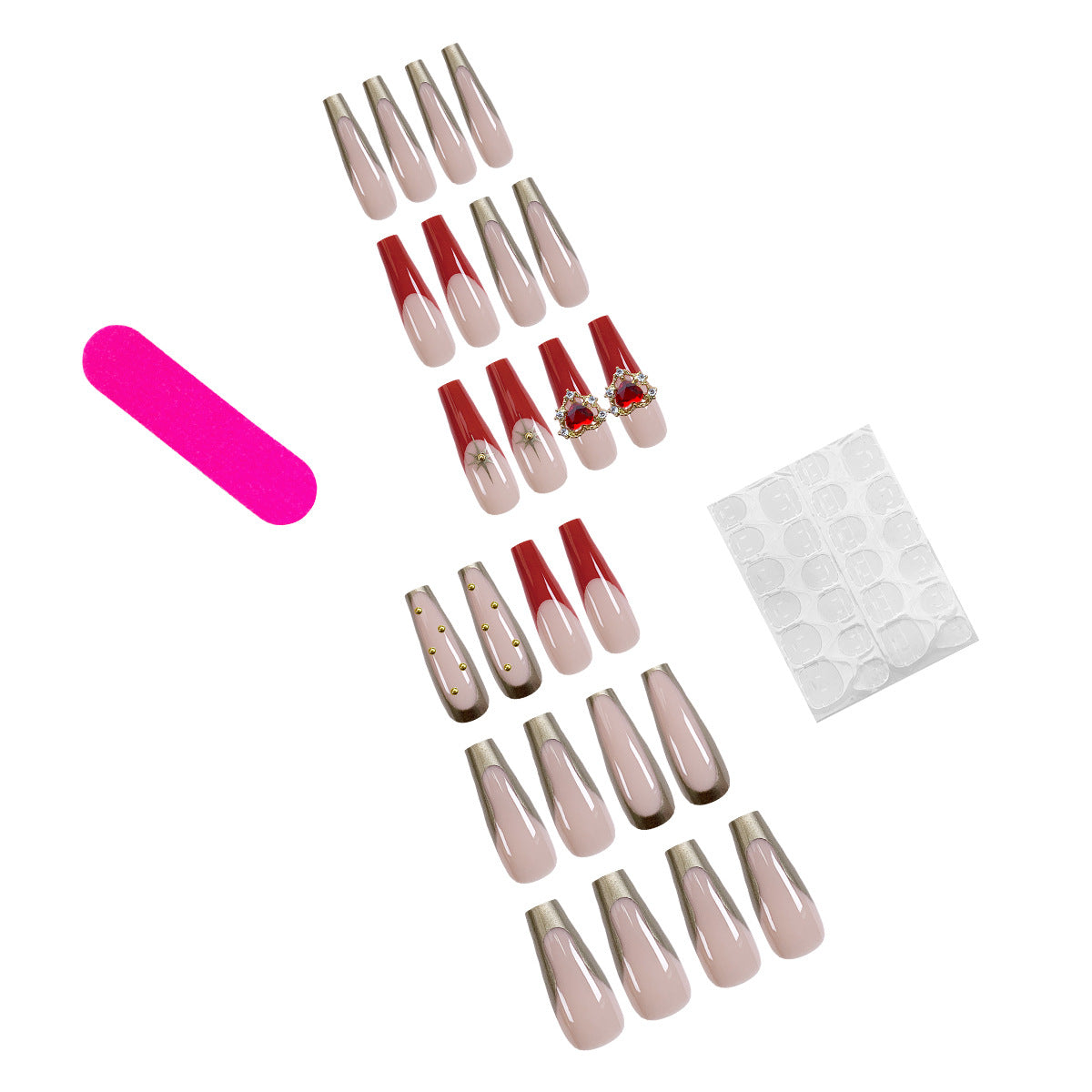 French Nail Stickers with Glue - Love Pattern