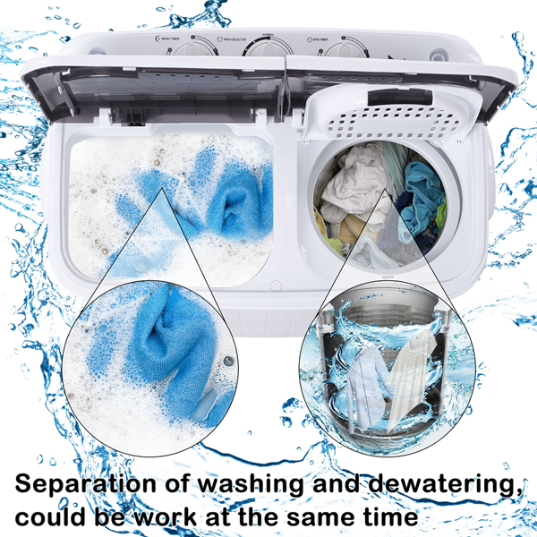 14.3lb Semi-Automatic Gray Washing Machine with Cover - Home Appliance