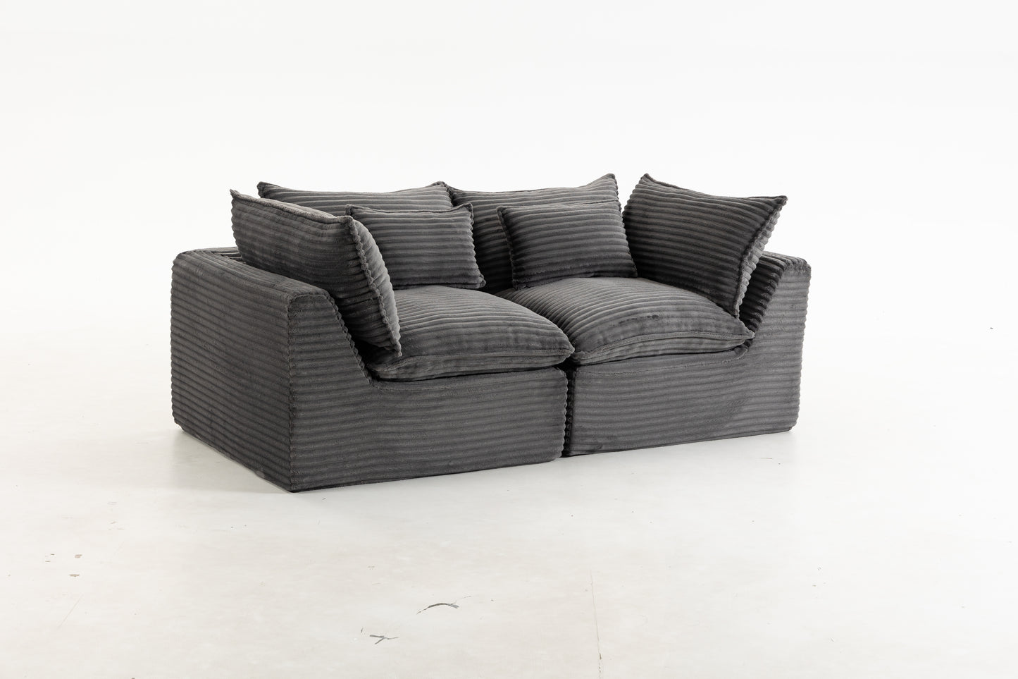 74.8" Wide Modular Sectional Sofa - Antique Grey Corduroy