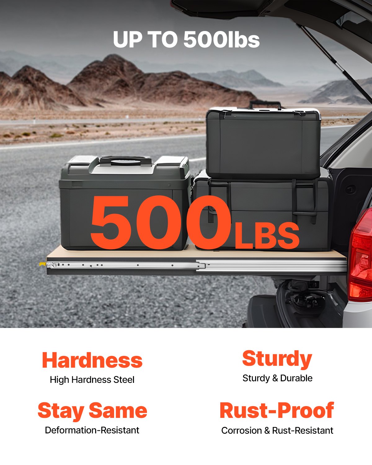 Heavy-Duty Drawer Slides - Full Extension, 500 lbs Capacity, Silver