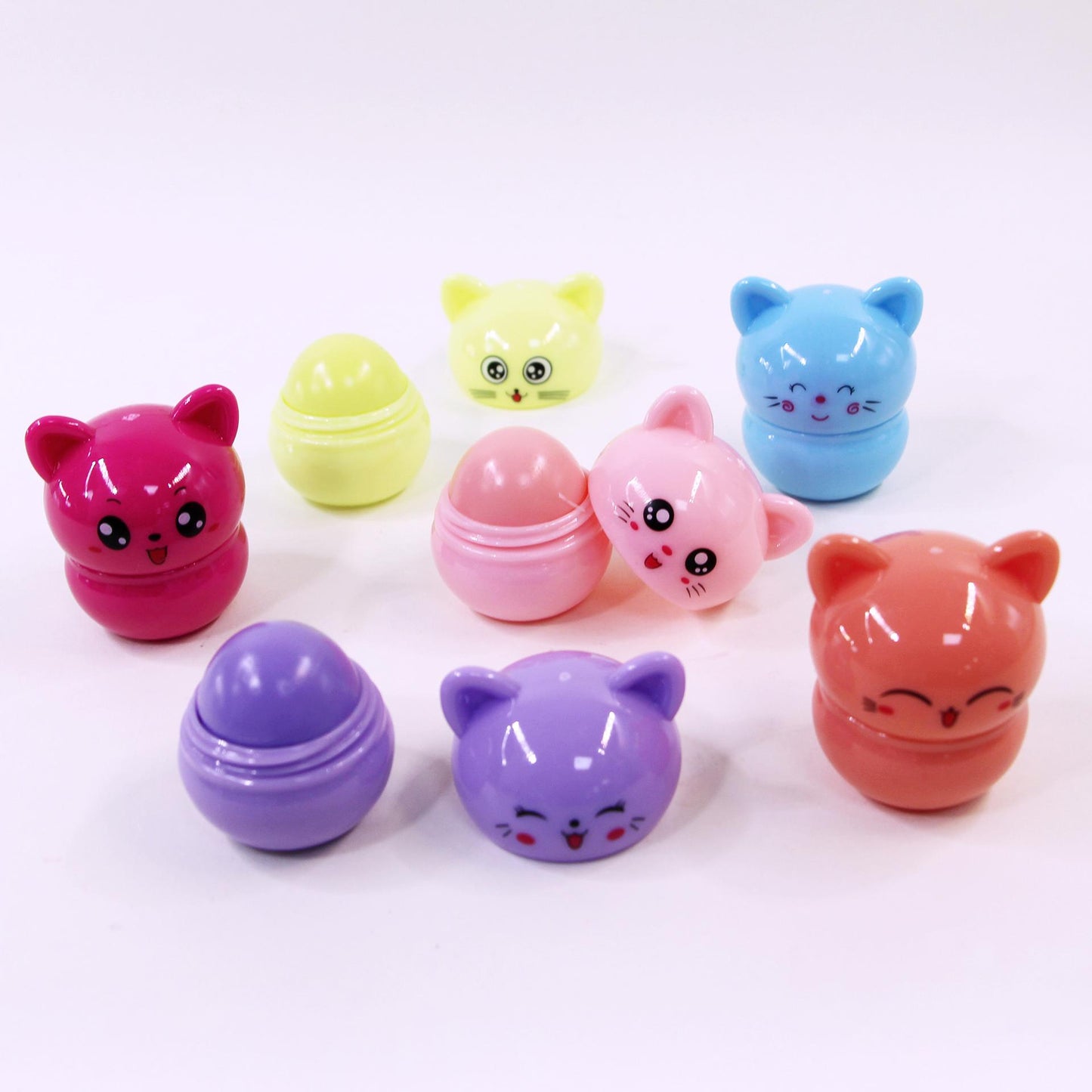 Colorful Kitten Lip Balm Set - 12-Piece Travel Size Moisturizing Lip Care