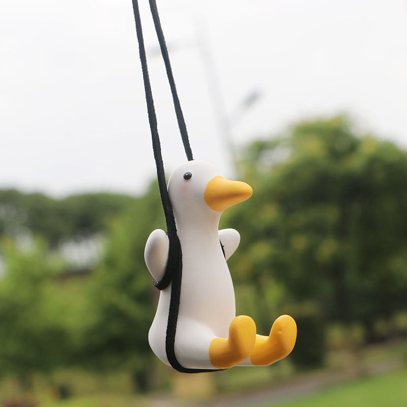 Swing Duck Car Pendant - Cute Hanging Ornament for Rearview Mirror