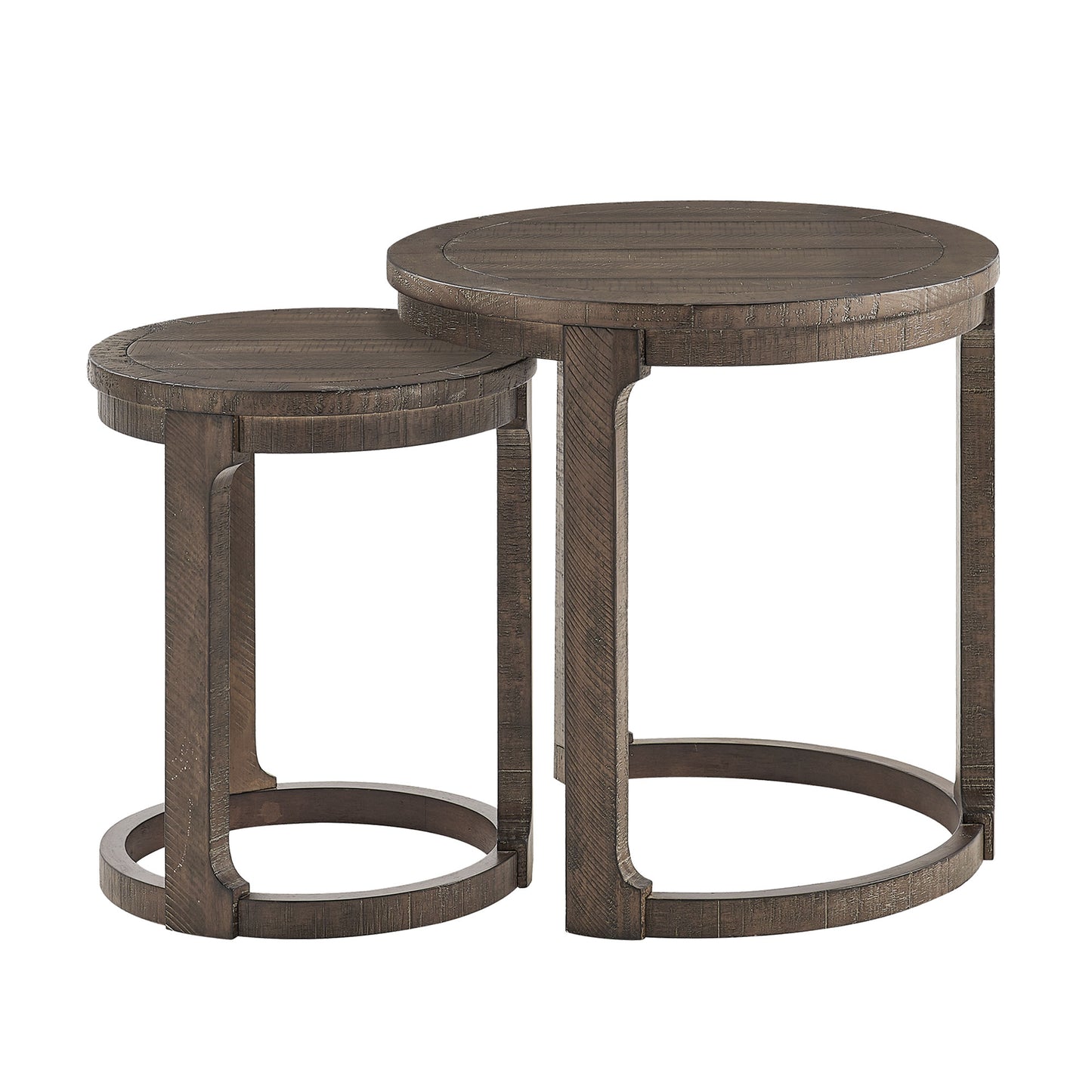 24-Inch 2-Piece Curved Round Coffee Table Set - Dark Brown