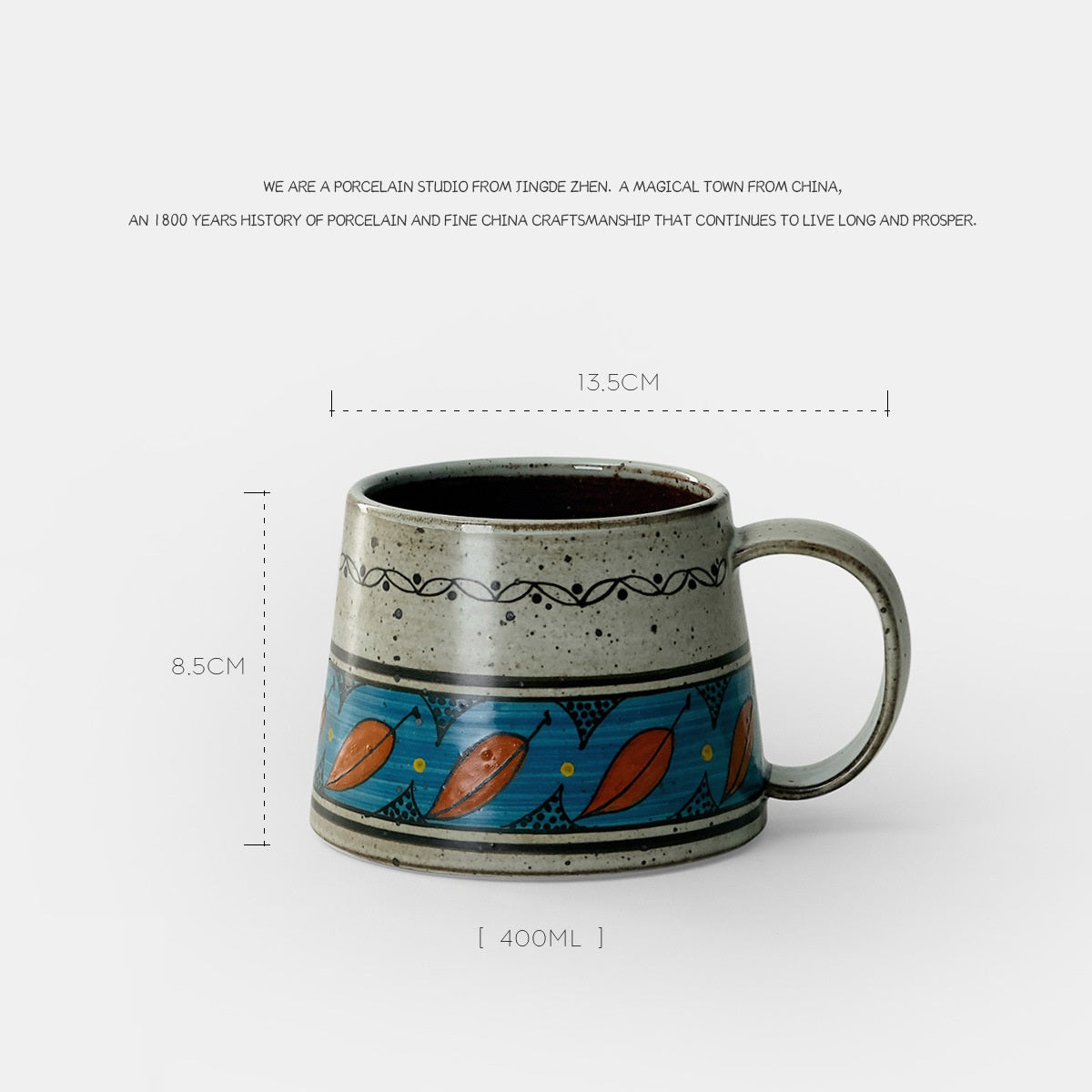 Personalized Hand-Painted Ceramic Coffee Mug with Plant Design