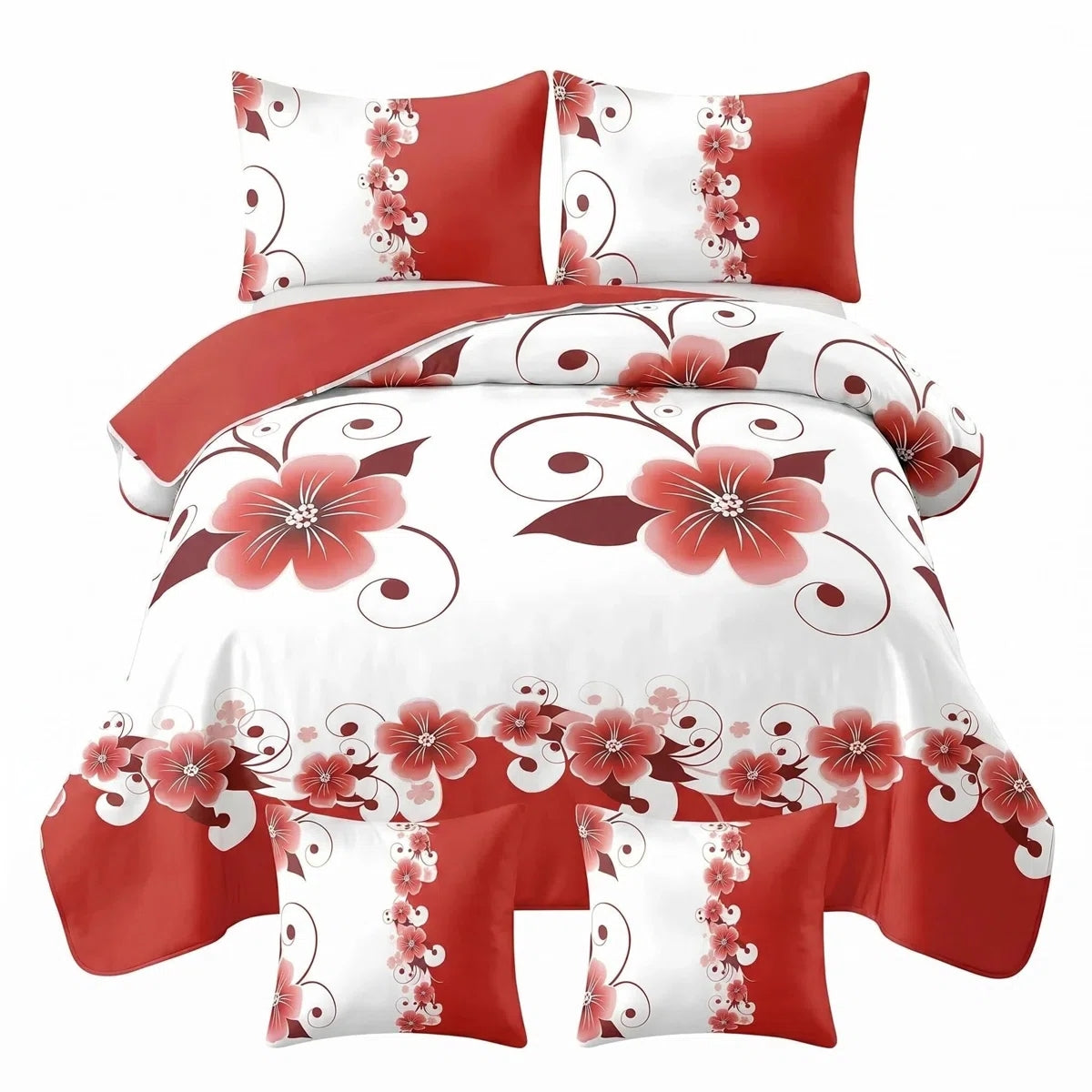 5-Piece Floral Duvet Cover Set - Reversible Botanical Bedding