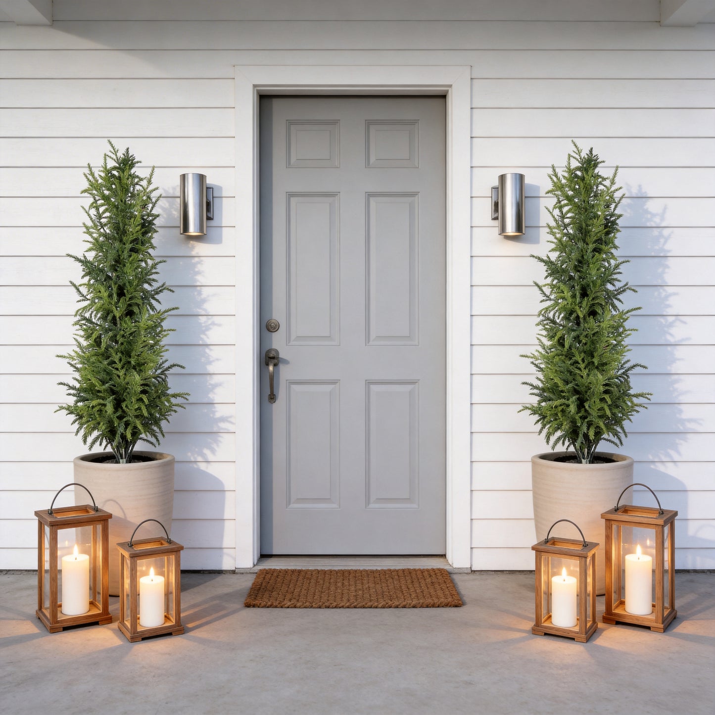 4' Artificial Pine Tree - Real Touch in Black Plastic Pot, 2pc Set