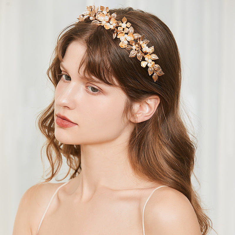 Flower Pearl Hair Crown Headband - G4622