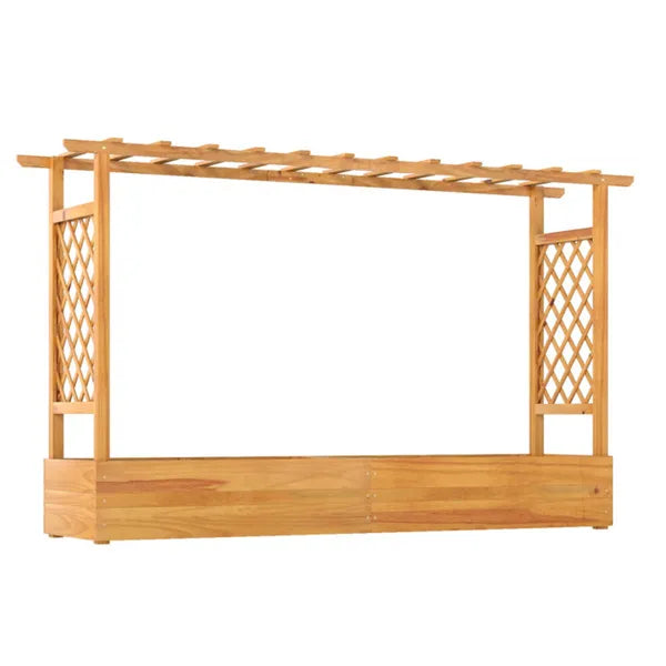 Wooden Raised Garden Bed with Trellis & Flat Roof - Planter Box for Climbing Plants Vegetables Flowers