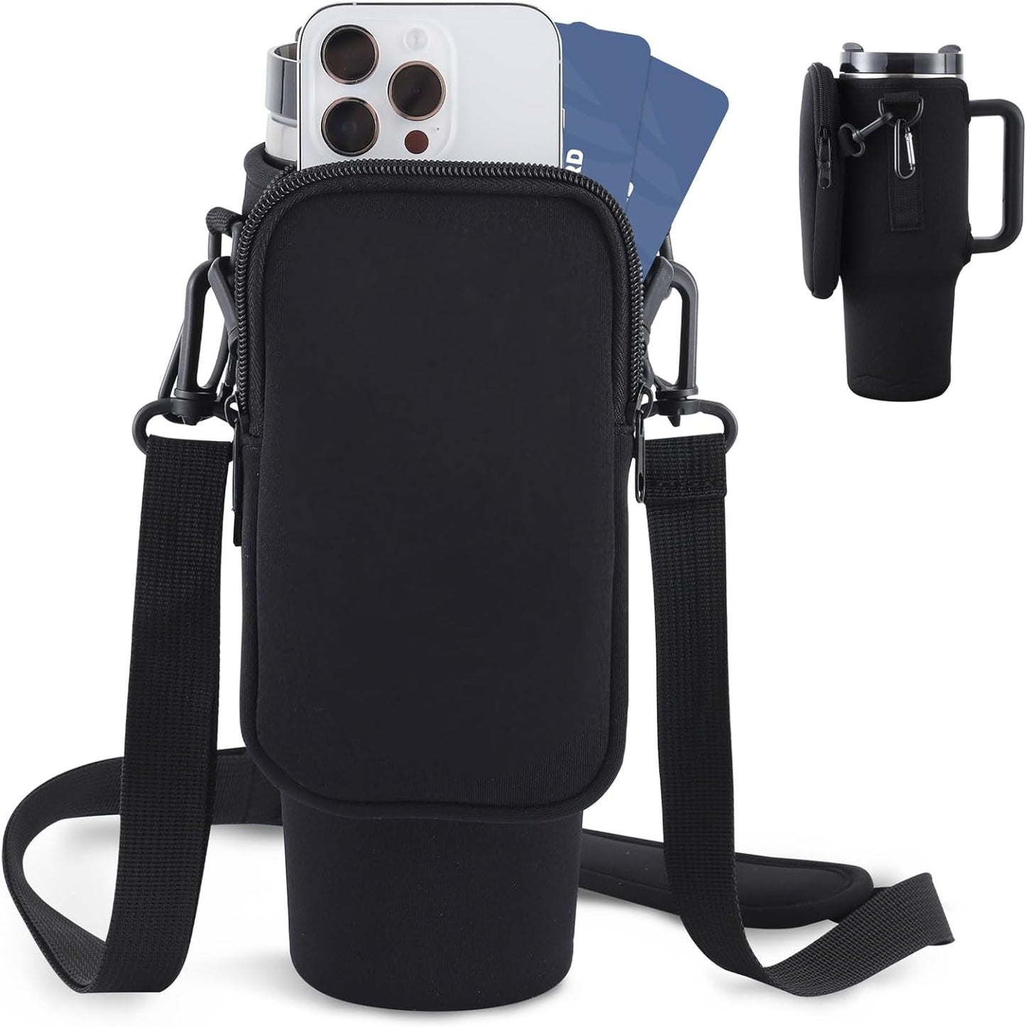 40oz Water Bottle Carrier with Adjustable Strap - Multiple Colors
