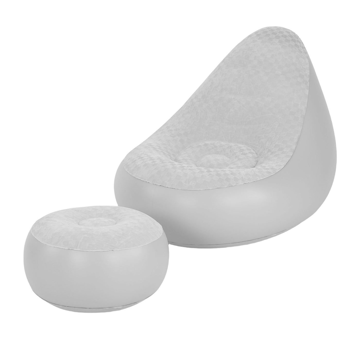 Inflatable Lounge With Footstool PVC Flocking Water Proof Folding