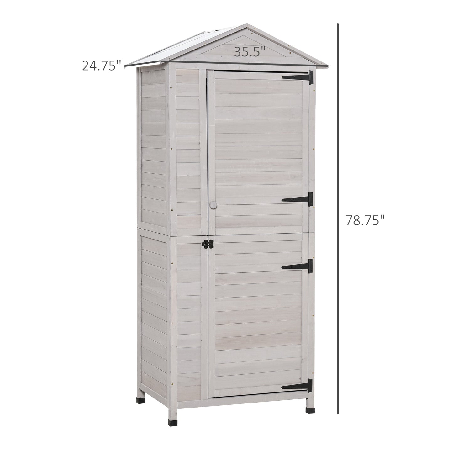 Wooden Garden Storage Cabinet 4-Tier Lockable Shed with Foot Pad Handle