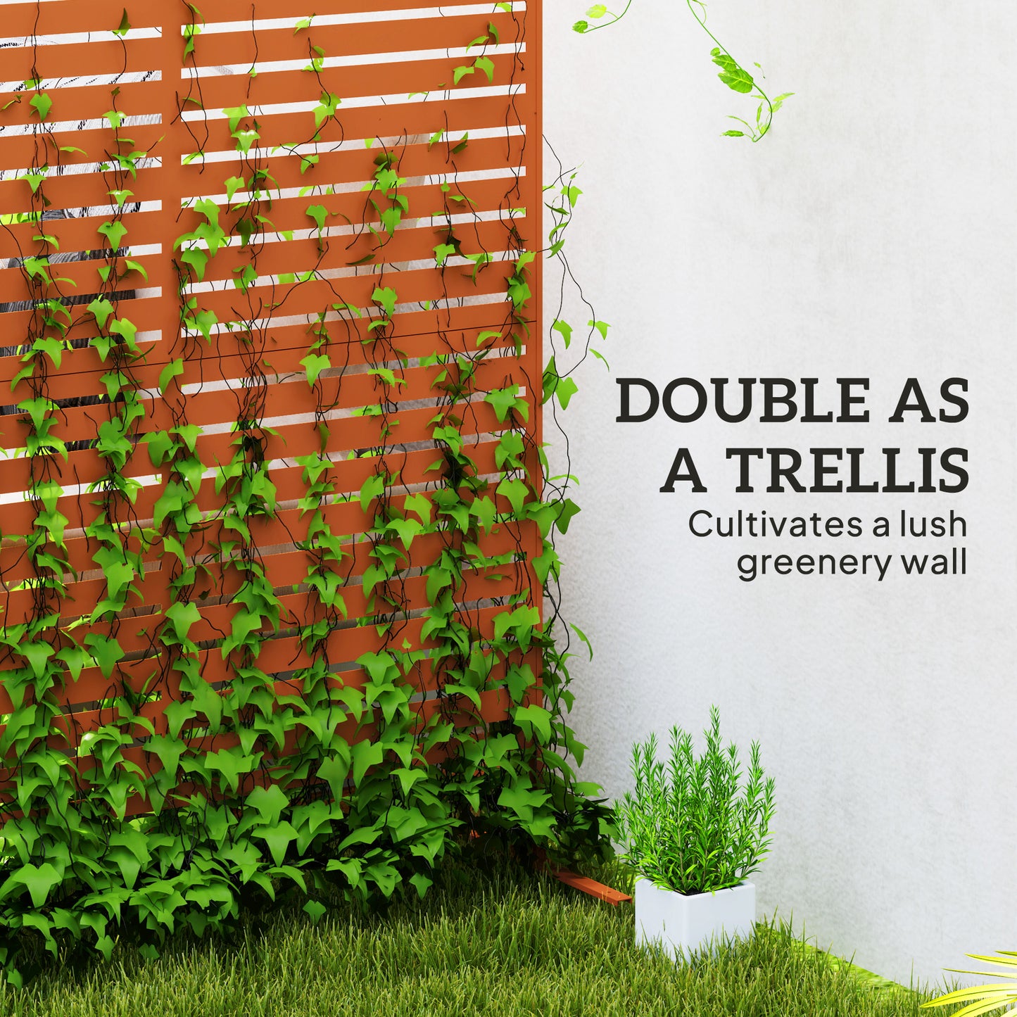 Outdoor Privacy Screen with Trellis - 78" H x 48" W, Brown